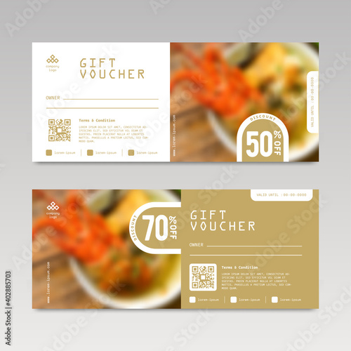 Discount voucher template with modern design. suitable for restaurant or culinary bussines. vector illustration