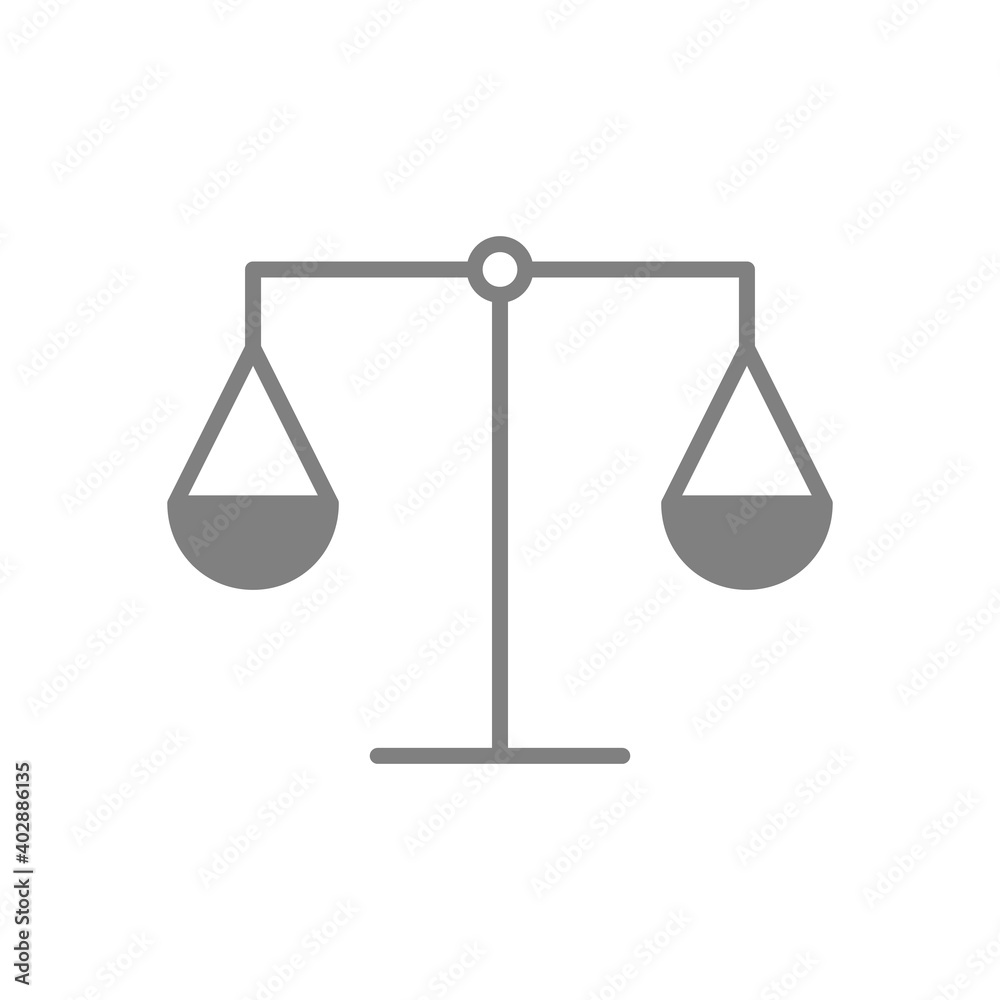 Icono balanza. Concepto de justicia. Ilustración vectorial aislada en fondo blanco Icono balanza. Concepto de justicia. Ilustración vectorial aislada en fondo blanco