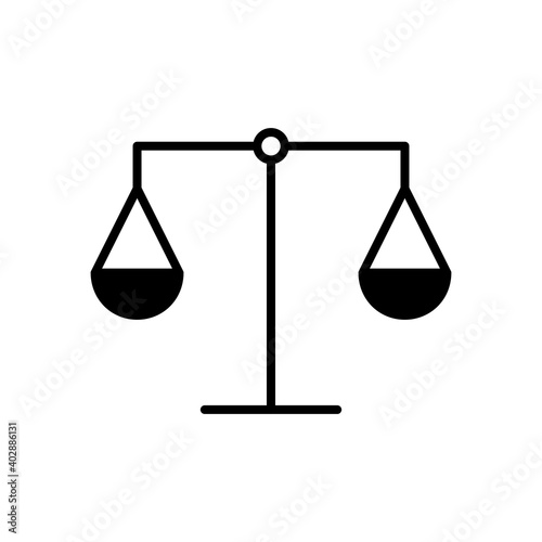 Icono balanza. Concepto de justicia. Ilustración vectorial aislada en fondo blanco