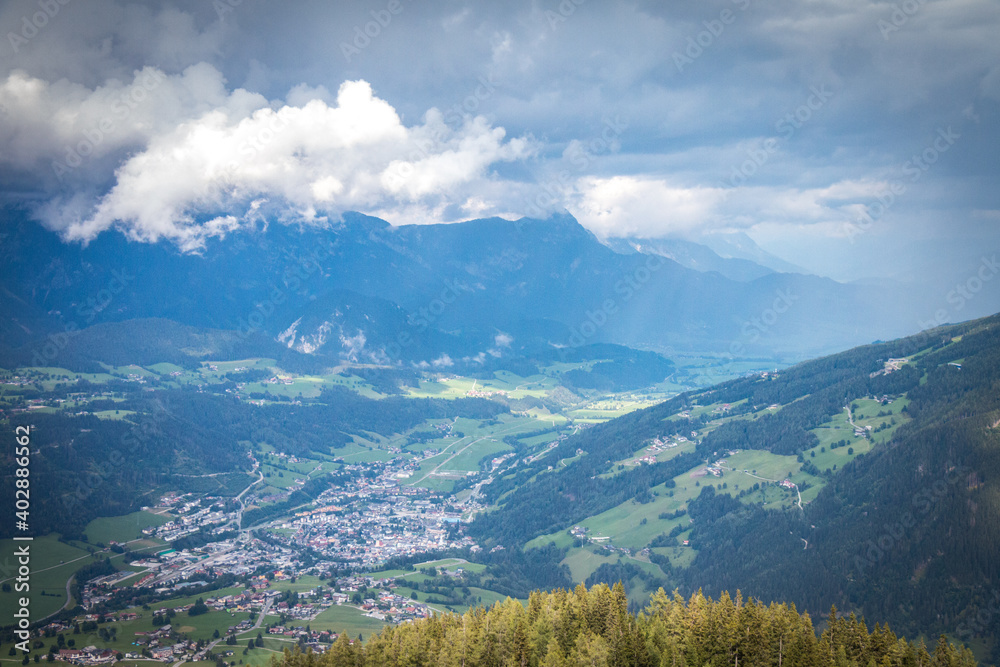 view from planai, schladming, austria, alps, 