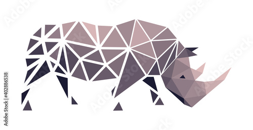 Vector rhinoceros in low poly style