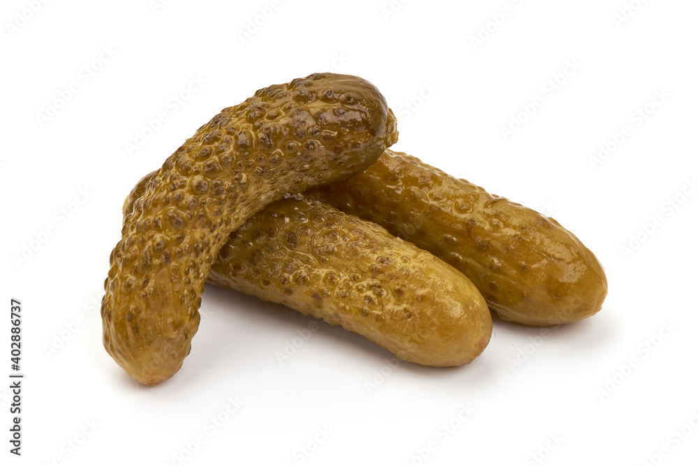 Pickles, marinated cucumbers, isolated on white background Pickles, marinated cucumbers, isolated on white background