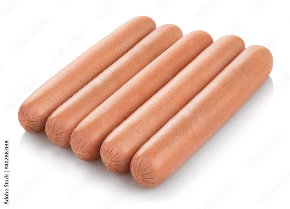 Delicious sausages, isolated on white background Delicious sausages, isolated on white background