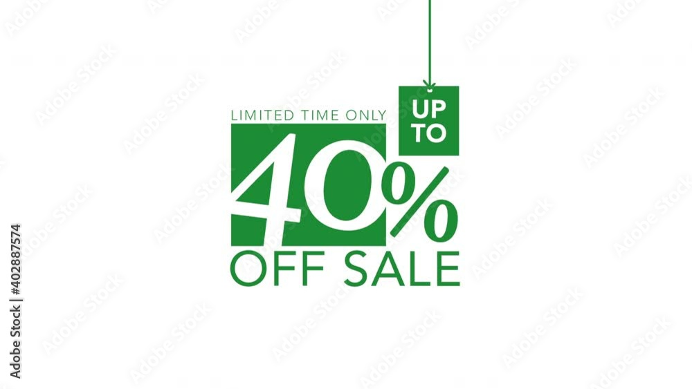 40% OFF Sale Loop Animation Banner. Motion graphic video Sale Promotion Campaign. White Background 4k 40% OFF Sale Loop Animation Banner. Motion graphic video Sale Promotion Campaign. White Background 4k