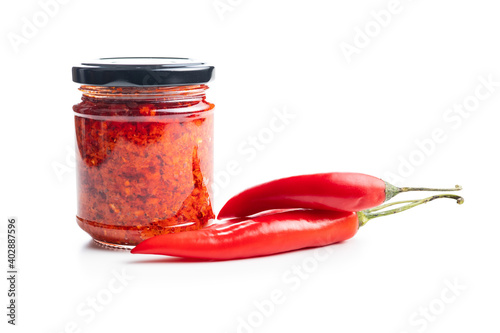 Red hot chili paste and chili peppers