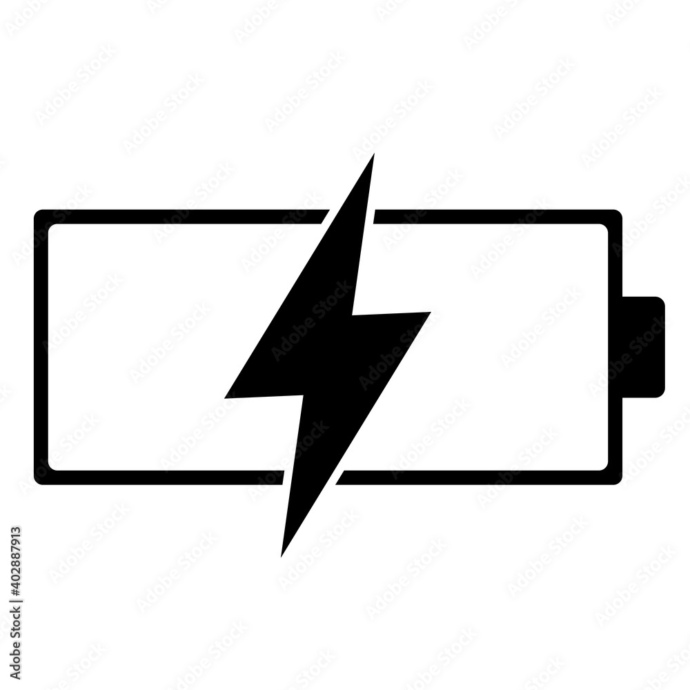 Black battery symbol isolated on white Black battery symbol isolated on white