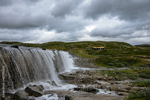 Dam wall from the Ørteren lake near Geilo