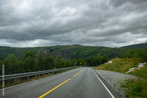 Street through the Hardangervidda in Norway