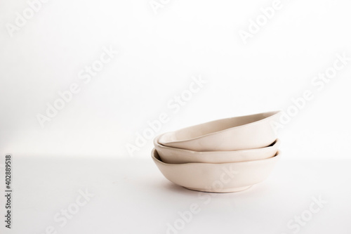 mockup of beautiful handmade ceramic on white background