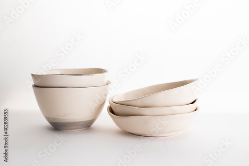 mockup of beautiful handmade ceramic on white background