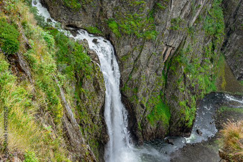 Huge waterfall V  ringsfossen in the Hardangevidda