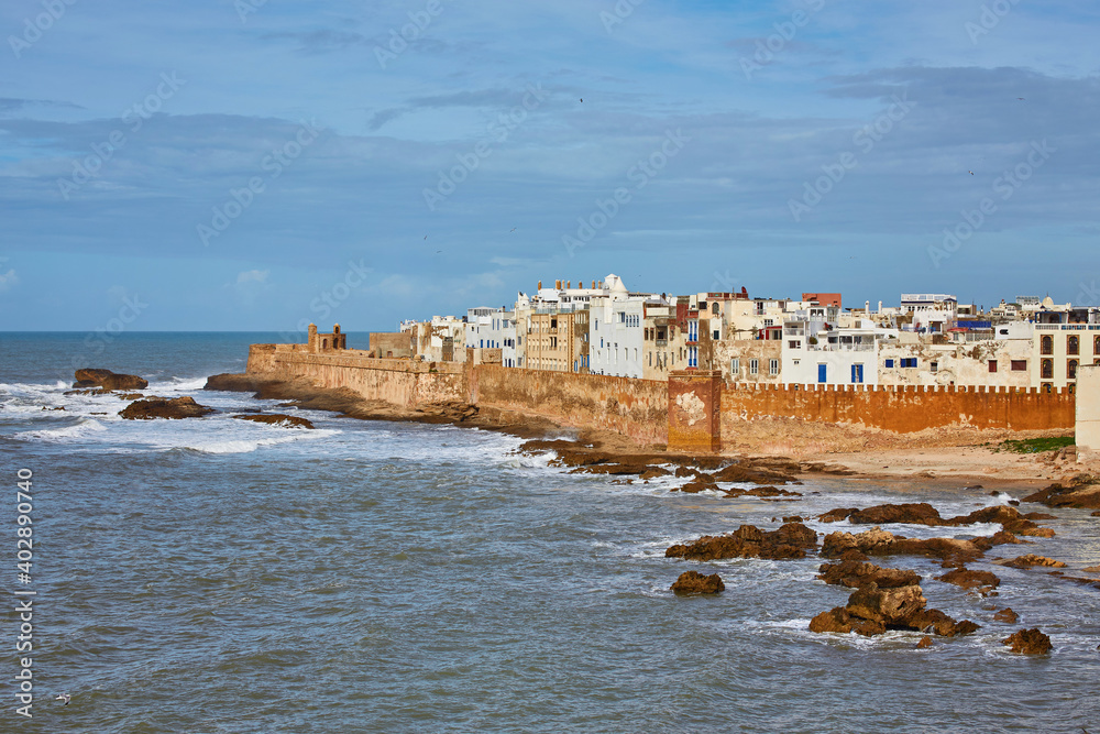 Rough Atlantic Ocean in Essaouira harbor