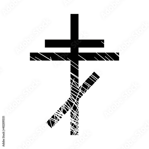 vector illustration of black russian cross isolated on white
