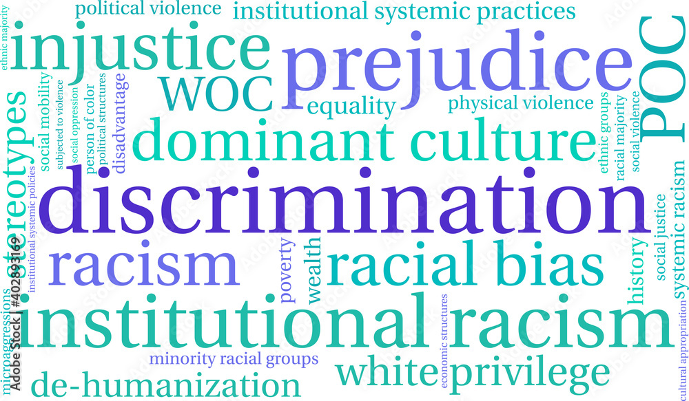 Discrimination Word Cloud on a white background. Discrimination Word Cloud on a white background.