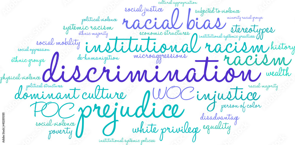 Discrimination Word Cloud on a white background. Discrimination Word Cloud on a white background.