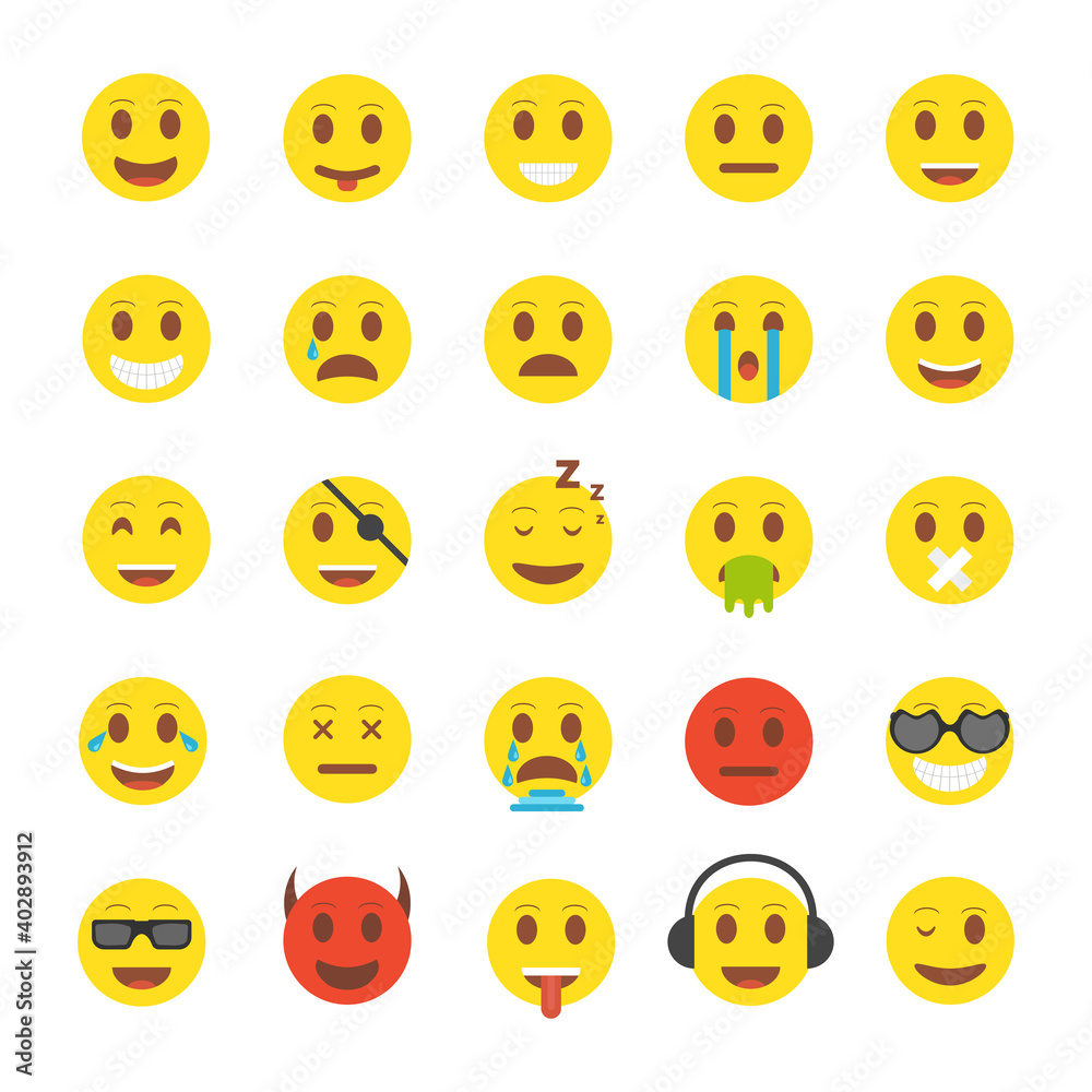 Set of cute smiley emoticons. Vector illustration. Set of cute smiley emoticons. Vector illustration.