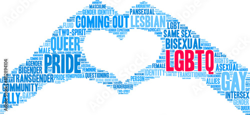 LGBTQ Word Cloud on a white background. 