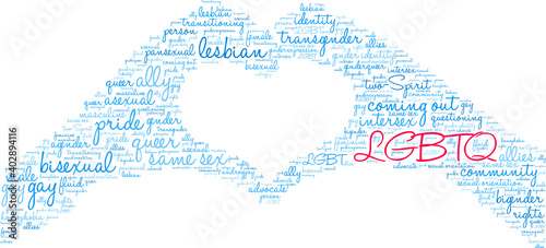 LGBTQ Word Cloud on a white background. 