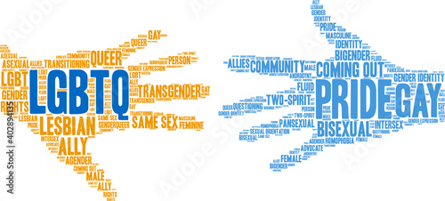 LGBTQ Word Cloud on a white background. 