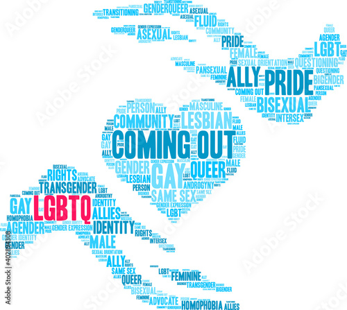 LGBTQ Word Cloud on a white background. 
