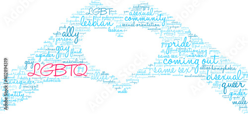 LGBTQ Word Cloud on a white background. 