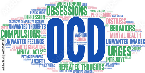 OCD Word Cloud on a white background. 