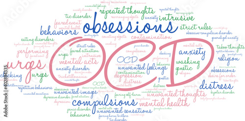 OCD Word Cloud on a white background.