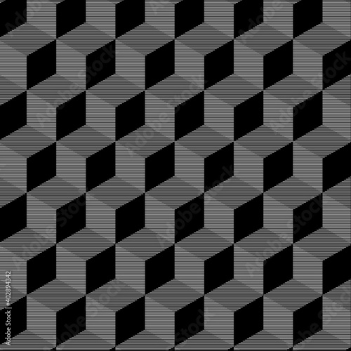 black and white pattern with cubes