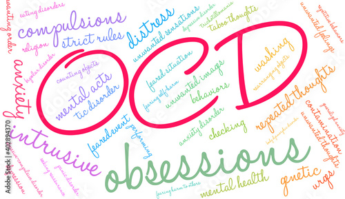 OCD Word Cloud on a white background. 