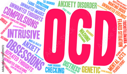 OCD Word Cloud on a white background. 