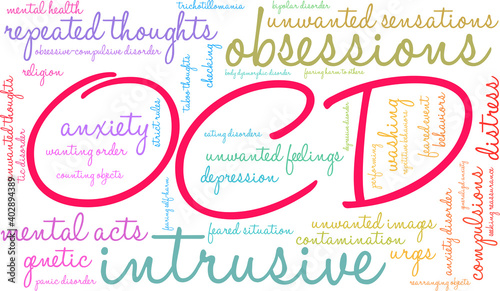 OCD Word Cloud on a white background. 