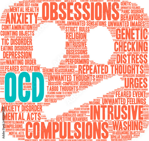OCD Word Cloud on a white background. 