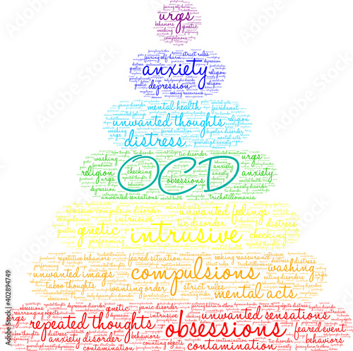 OCD Word Cloud on a white background. 