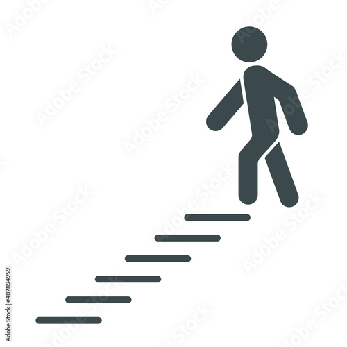 
Man going down stairs icon. Flat vector sign isolated on white background. Simple vector illustrations for graphic and web design.