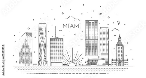 Miami city skyline, illustration