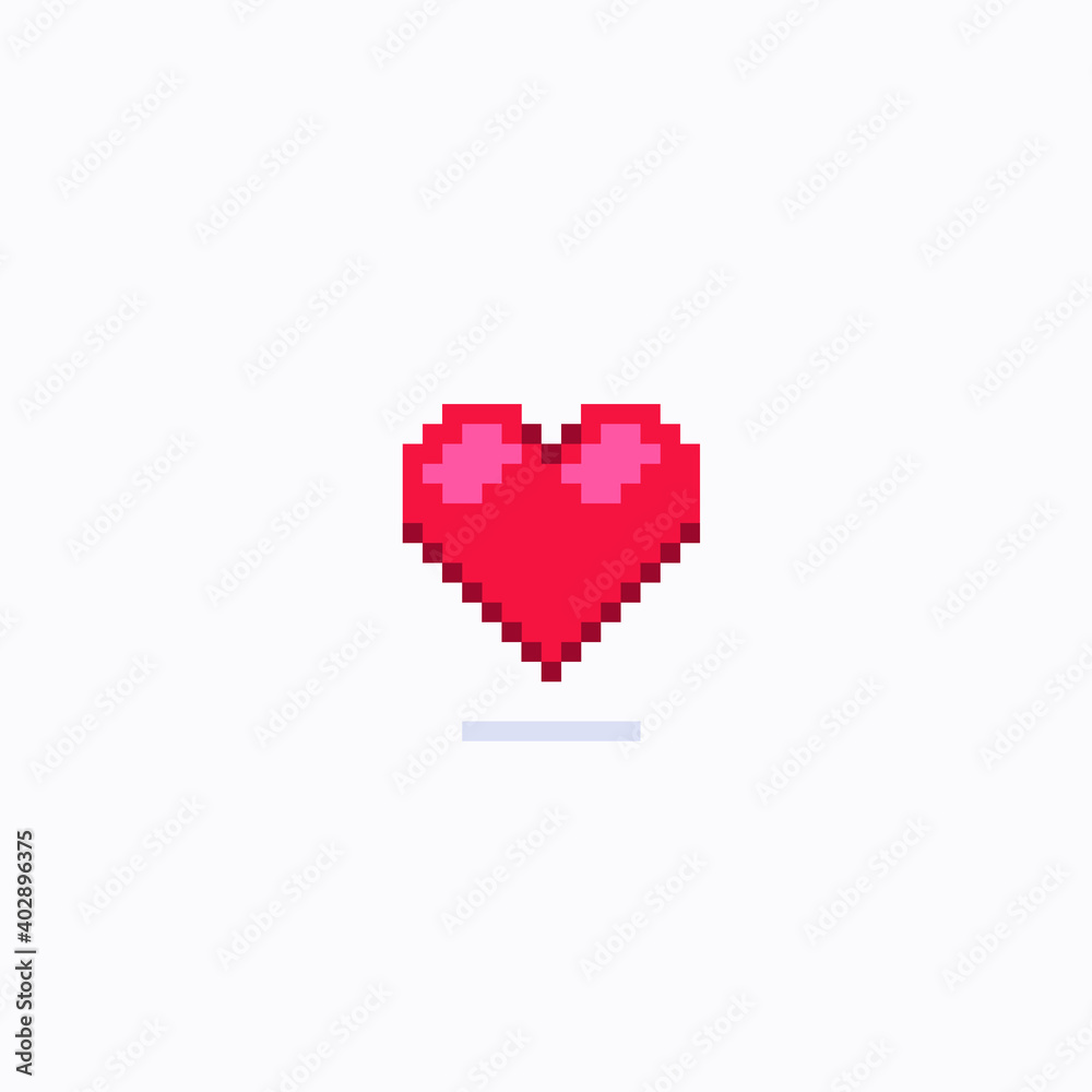 Pixel heart with shadow. Vector flat style illustration Pixel heart with shadow. Vector flat style illustration