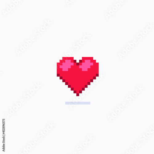 Pixel heart with shadow. Vector flat style illustration