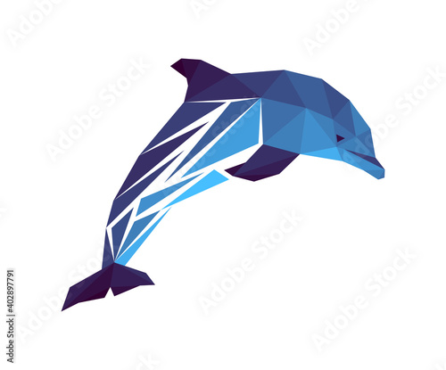 Vector dolphin in low poly style