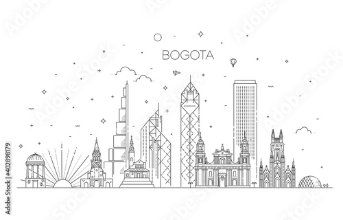 Bogota architecture line skyline illustration