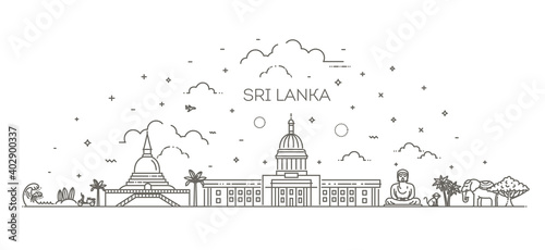 Sri Lanka line skyline with panorama