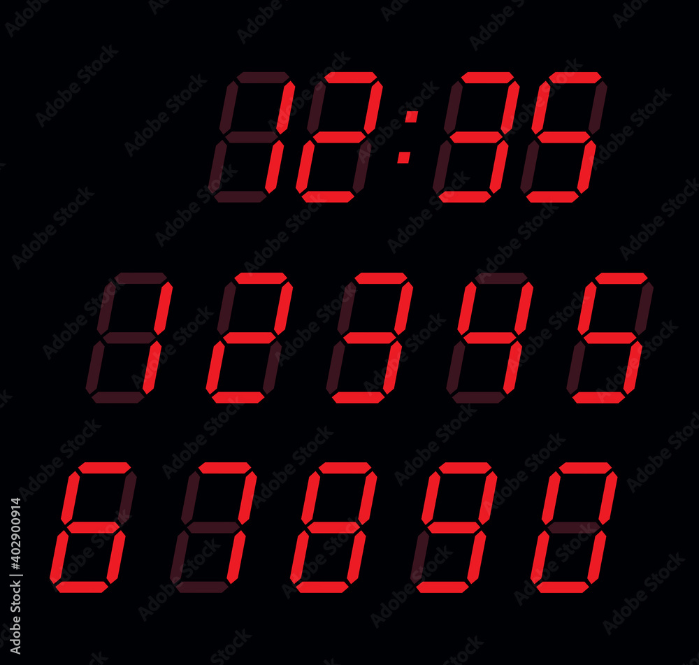 Digital numbers isolated on black background. Digital numbers isolated on black background.