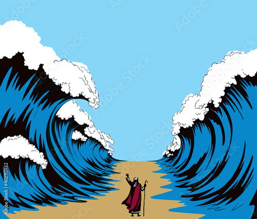 Moses with the staff. Vector drawing