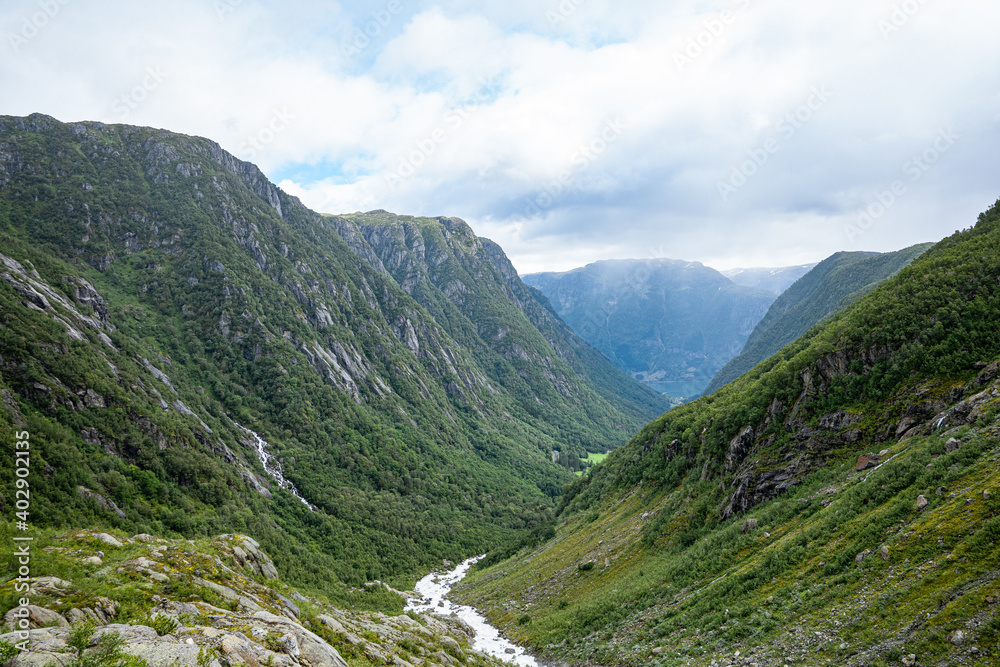 River from the Buerbreen glacier down to the valley in Norway