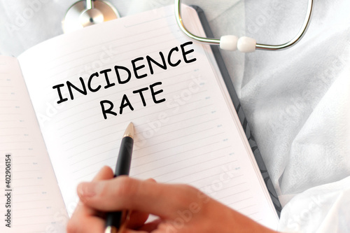 Tableau sur toile Doctor holding a card with text INCIDENCE RATE medical concept