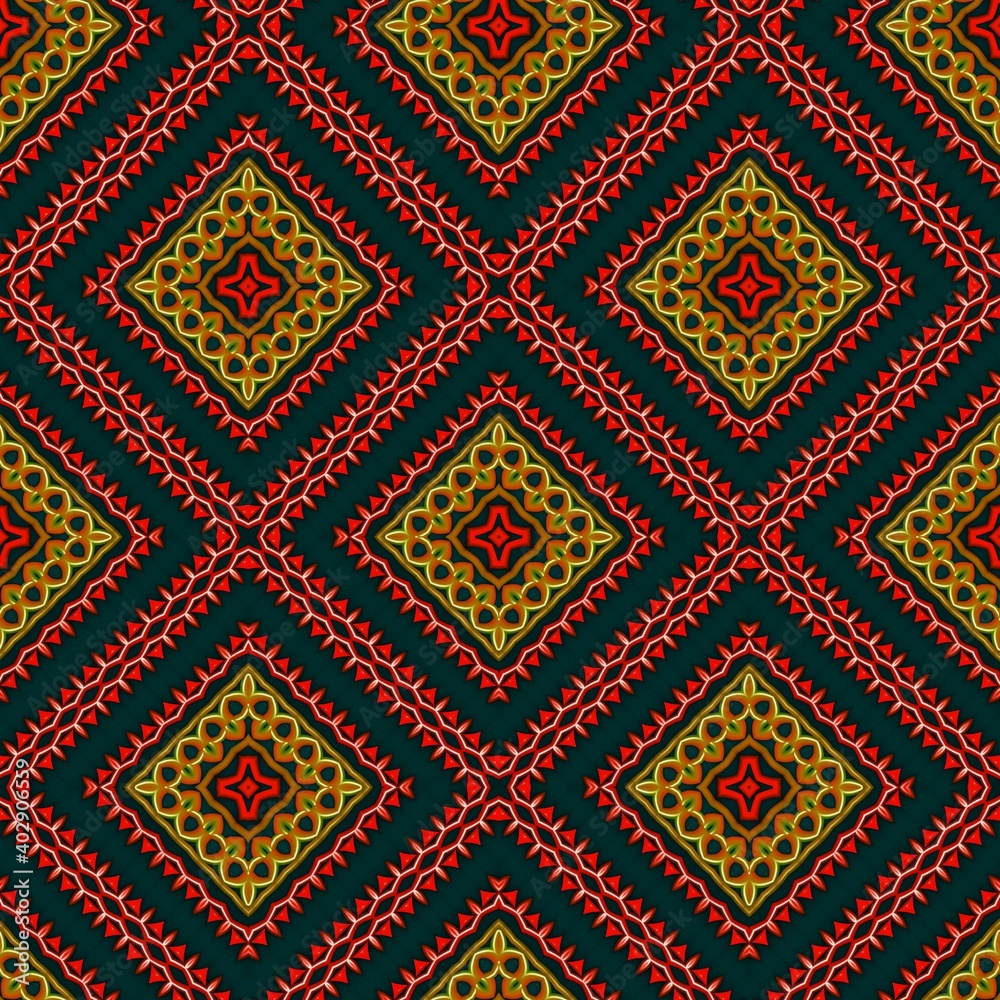 Seamless pattern with symmetric geometric ornament. Seamless pattern with symmetric geometric ornament.