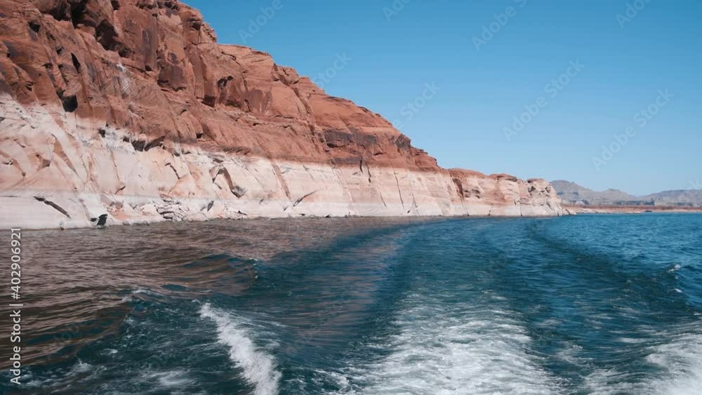 Lake Powell Canyon , view from a cruise boat in summer season Slow motion Lake Powell Canyon , view from a cruise boat in summer season Slow motion