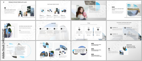 Presentation design vector templates, multipurpose template for presentation slide, flyer, brochure cover design with abstract circle banners. Social media web banner. Social network photo frame.