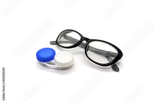 glasses contact lenses on a white background vision