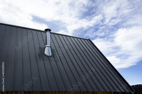Metal roof house reconstruction exterior building exterior view  