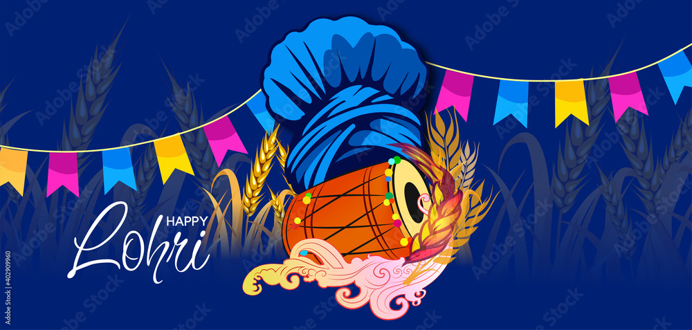 vector illustration of Happy Lohri holiday festival of Punjab India with beautiful background vector illustration of Happy Lohri holiday festival of Punjab India with beautiful background